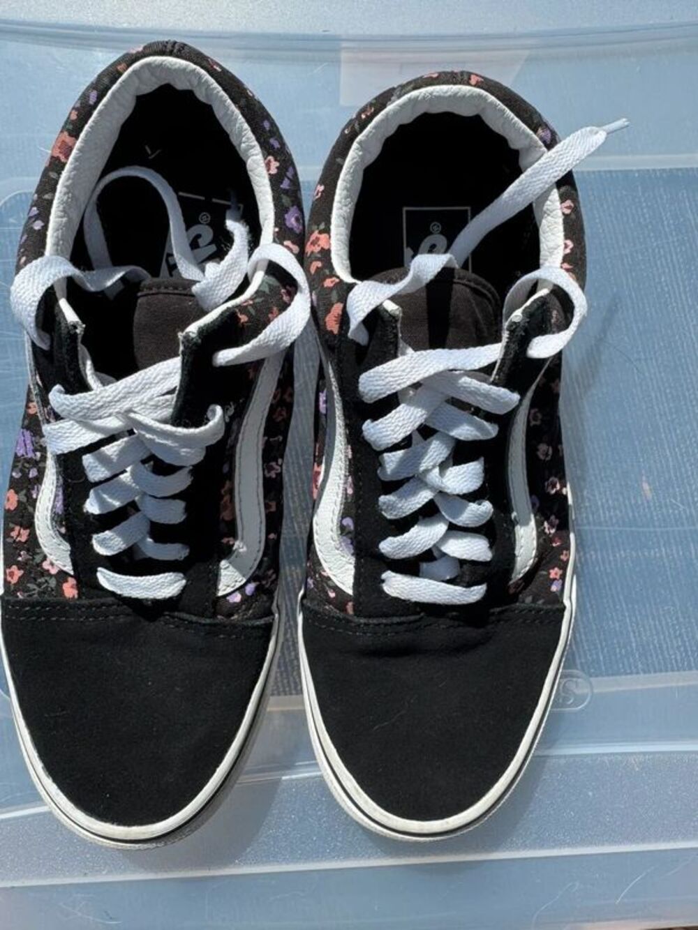 Vans Off the Wall Black Floral Canvas Suede Women's Size 7.5 Mens Size 6 Sneaker